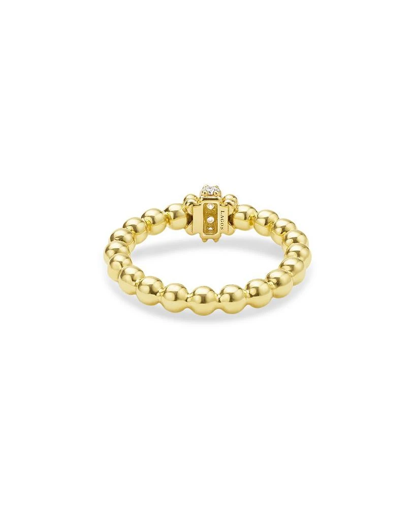LAGOS 18K Yellow Gold Caviar Gold Diamond Rondelle Bead Stacking Ring 4