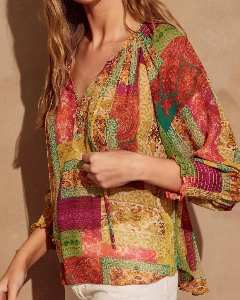 Dress Forum Dress Forum - Aura Smocked Neckline Flowy Blouse 4