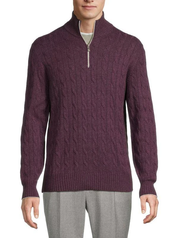 Brunello Cucinelli Cable-Knit Cashmere Quarter-Zip Sweater 1