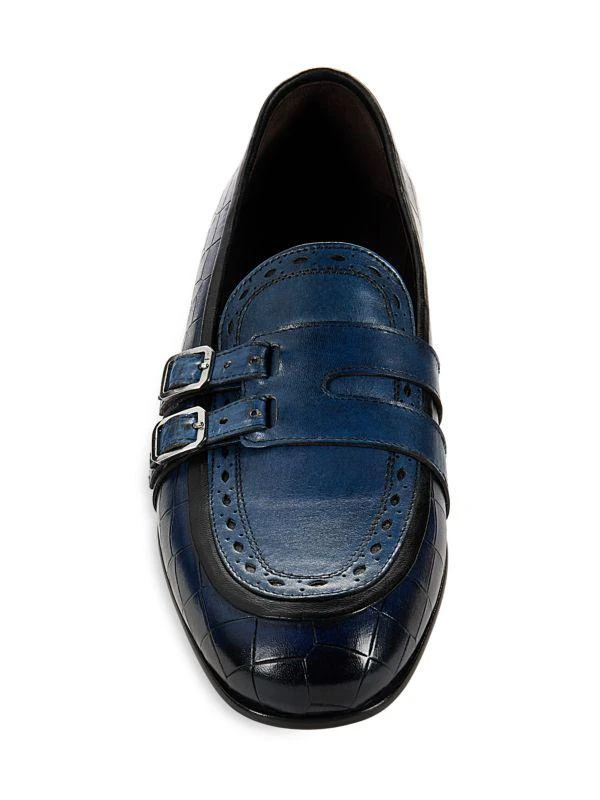 Croc Embossed Leather Buckle Loafers – On Sale Now with Up  display picture 1