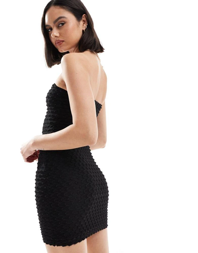 Bershka Bershka textured mini dress in black 4