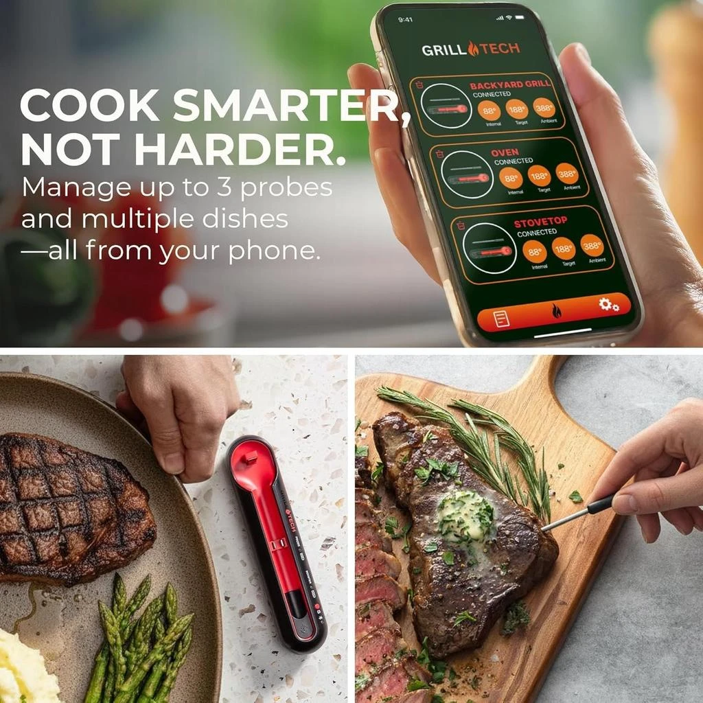 Zulay Kitchen Smart Bluetooth Meat Thermometer Wireless Thermometer by Grill Tech 4