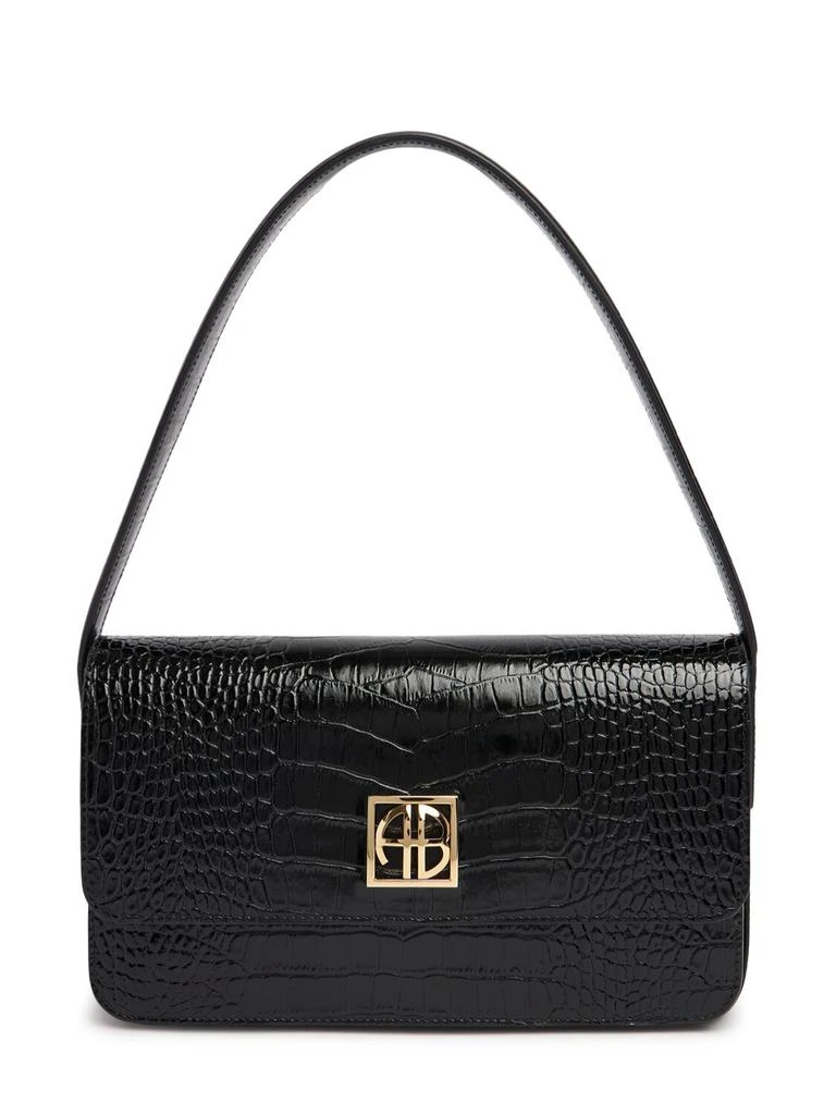 ANINE BING Elly Croc Embossed Leather Shoulder Bag 1