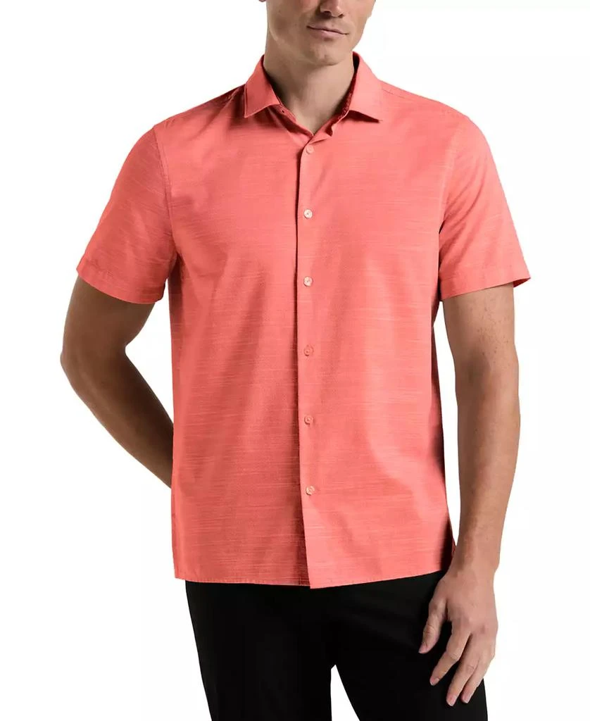 Perry Ellis Men's Cotton Dobby Short Sleeve Button-Front Shirt 1