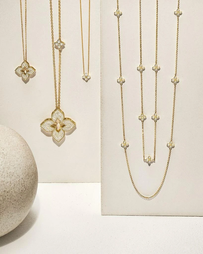 Roberto Coin 18K Yellow Gold Verona Love by the Inch 5 Station Flower Diamond Necklace, 17" 5