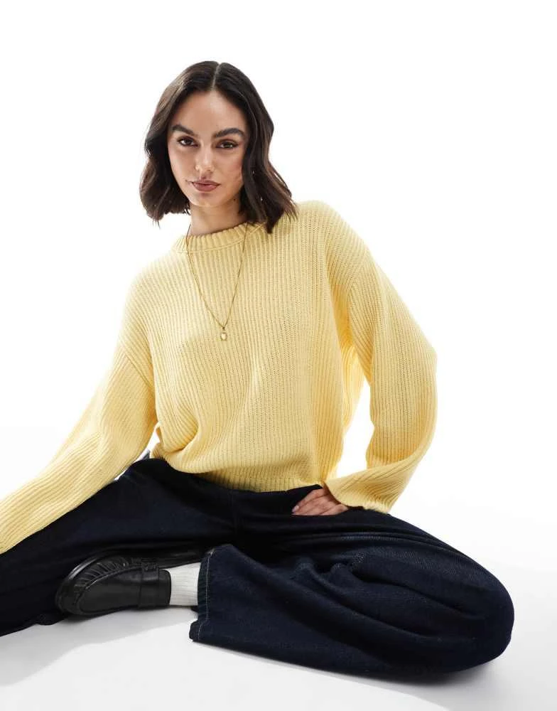 ASOS ASOS DESIGN fisherman knit jumper in buttermilk yellow 1