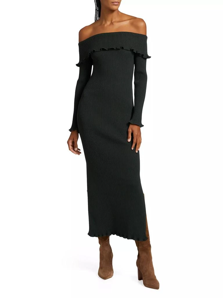 AMUR Meadow Rib-Knit Off-The-Shoulder Midi-Dress 3