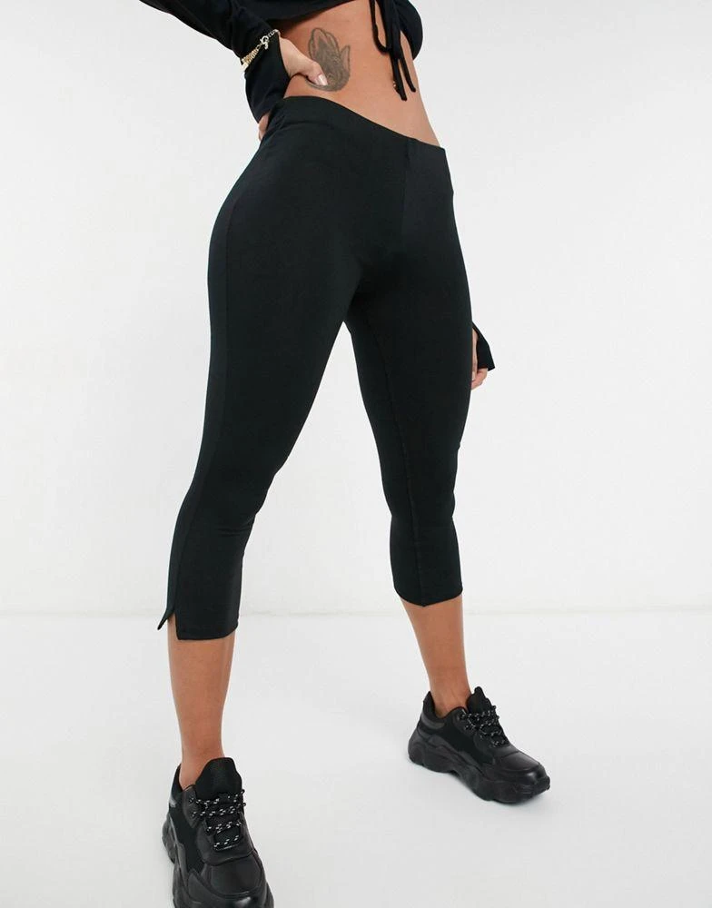 AsYou ASYOU capri split hem legging in black 4