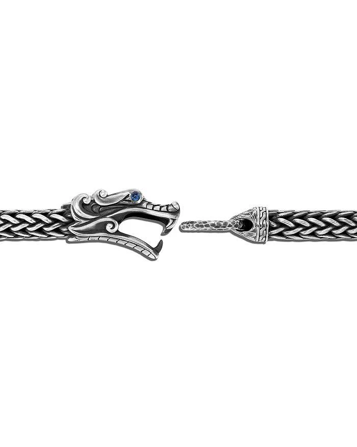 John Hardy Reticulated Silver Legends Naga Blue Sapphire Hammered Chain Bracelet 3