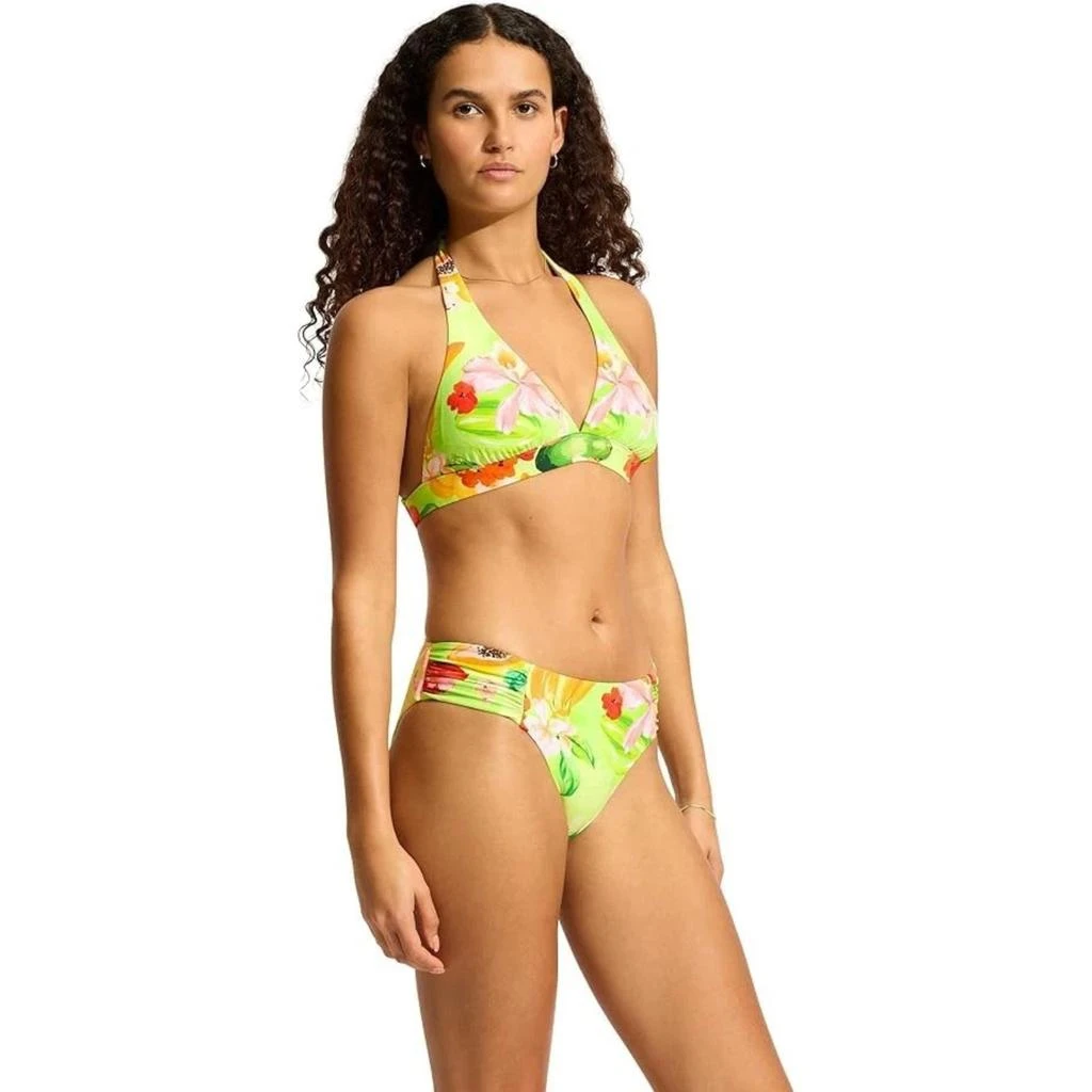 Seafolly Tropique Bikini Bottom Women's Aloe Gel Tropical Ruched Side RED298 3