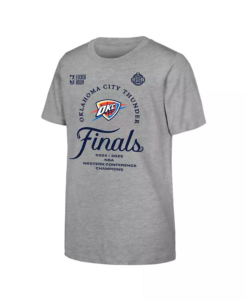 Fanatics Big Boys and Girls Gray Oklahoma City Thunder 2025 NBA Western Conference Champions Locker Room T-Shirt