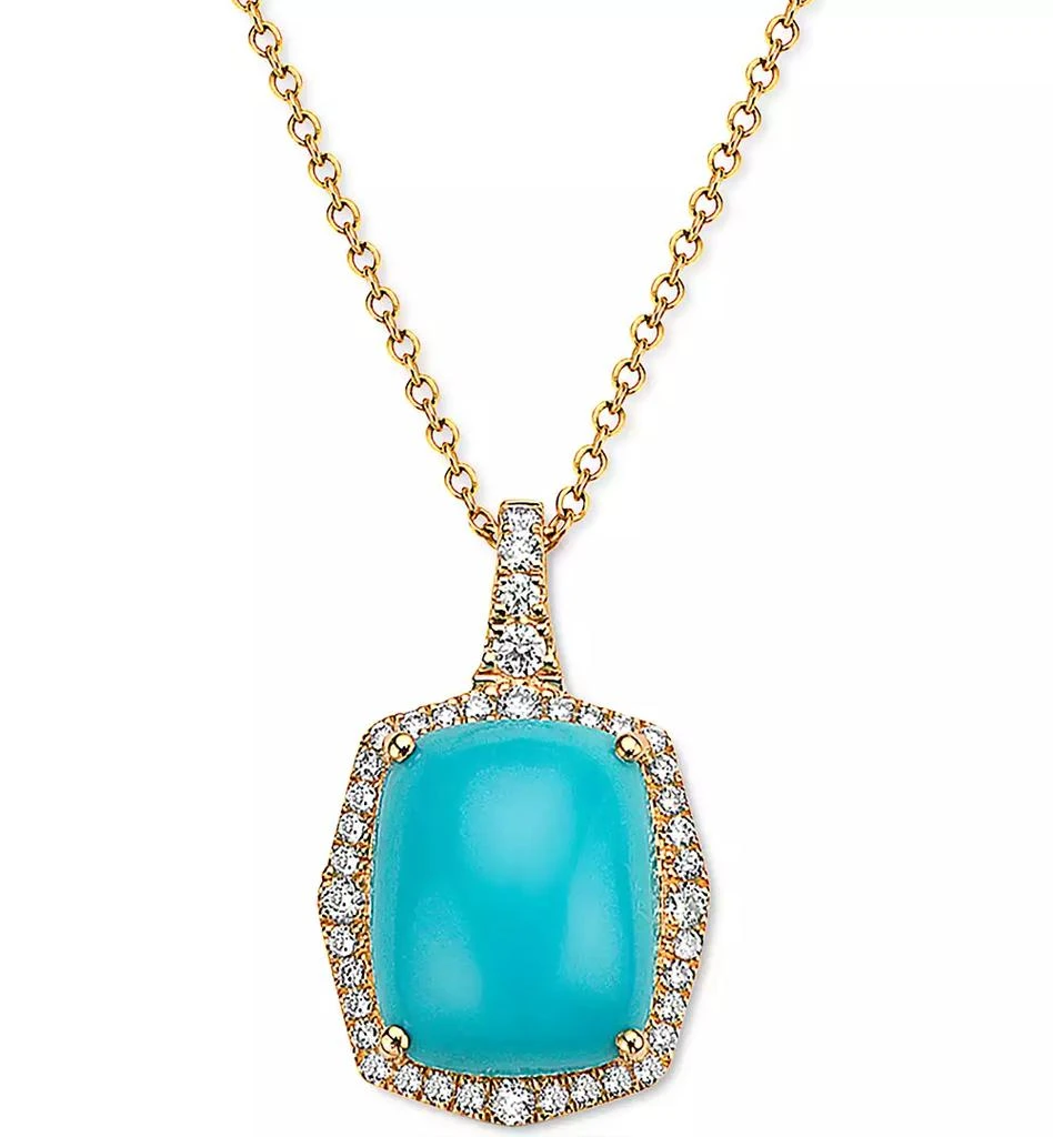 Effy EFFY® Turquoise
Diamond (1/4 ct. t.w.) Halo 18" Pendant Necklace in 14k Gold 1