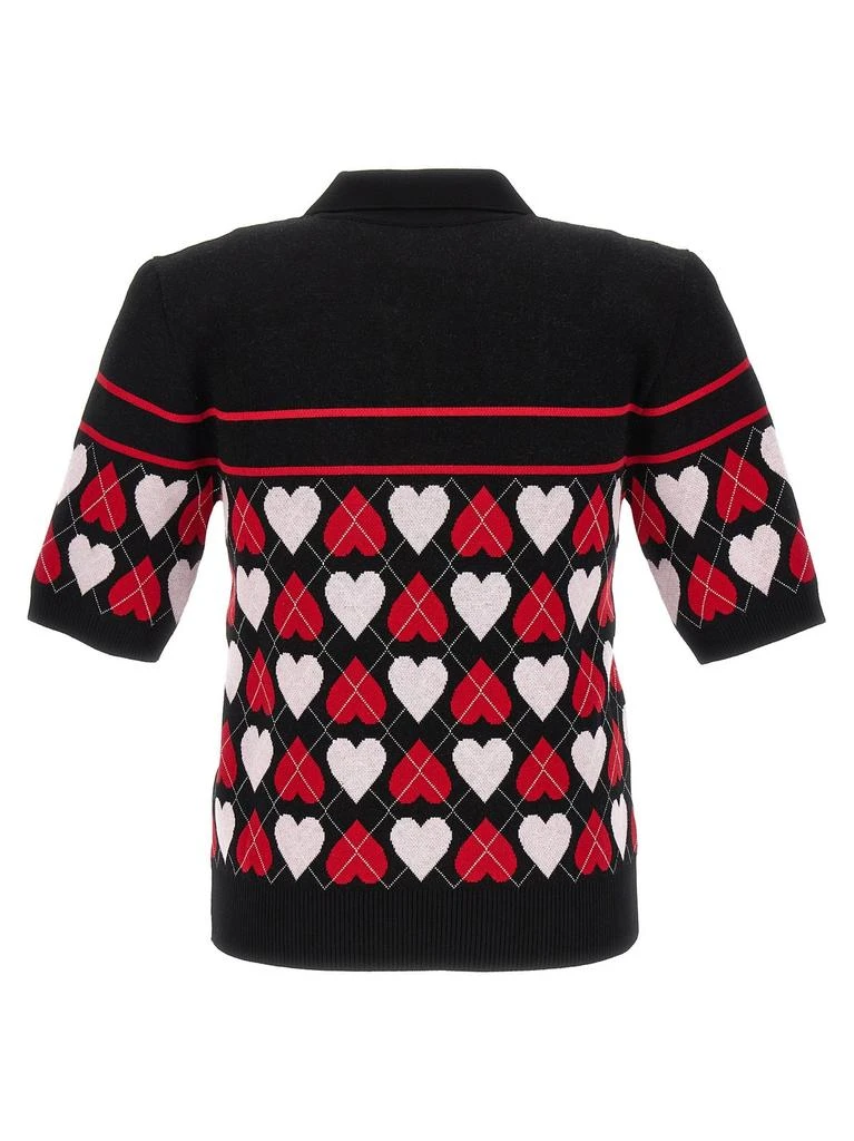 MSGM MSGM Heart Intarsia-Knit Polo Top 2