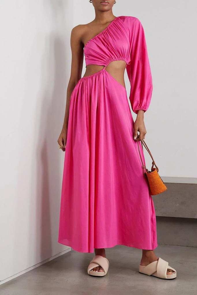 Matteau One-shoulder cutout cotton and silk-blend maxi dress 2