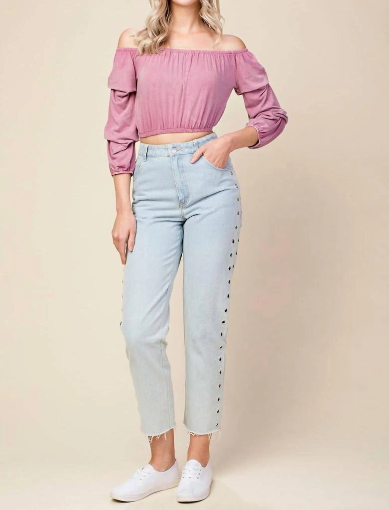 Honey Punch Wild Child Crop Top In Mauve 4