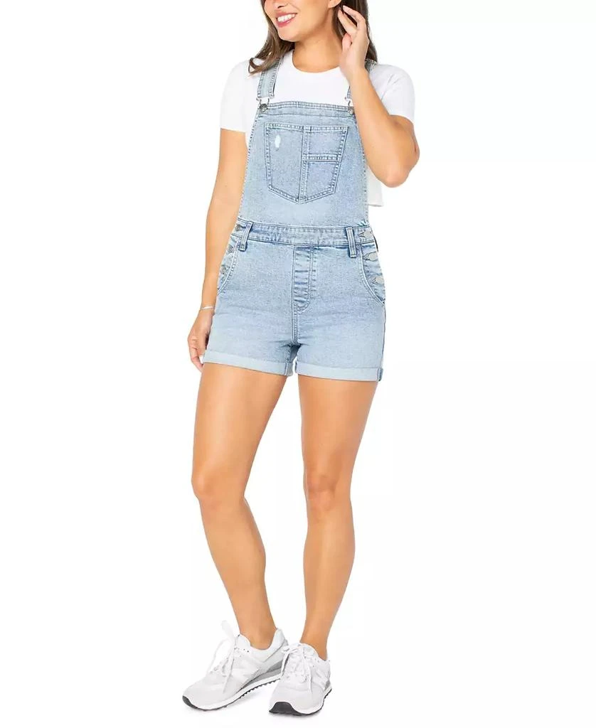 Celebrity Pink Juniors' Roll-Cuff Denim Short Overalls 5
