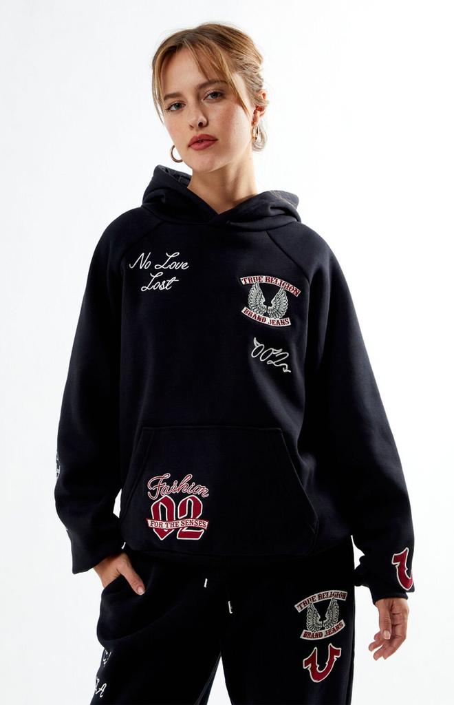 True Religion Women's Anniversary Big T Zip Hoodie Black L