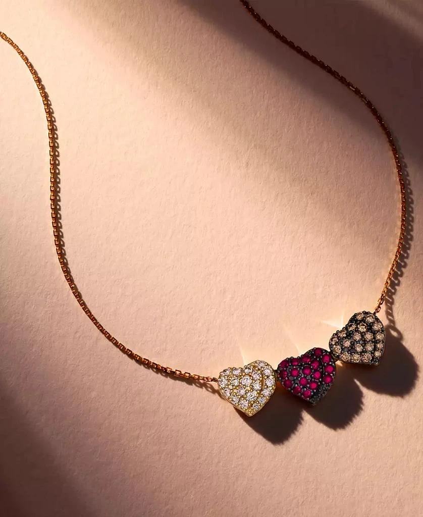 Le Vian Godiva x Passion Ruby (1/3 ct. t.w.) 
Diamond (5/8 ct. t.w.) Pavé Heart Statement Necklace in 14k Yellow Gold, 17" + 2" extender 4