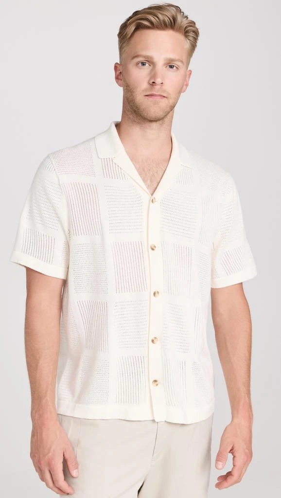 Vince Patchwork Pointelle Button Down Sweater 1