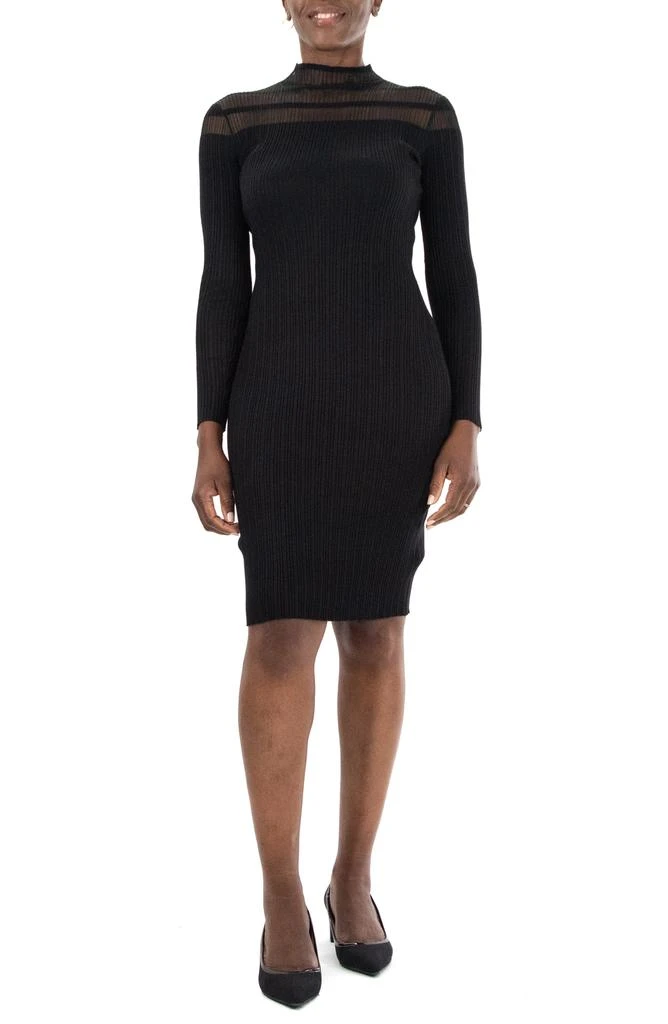 Nina Leonard Sheer Stripe Bodycon Sweater Dress 1