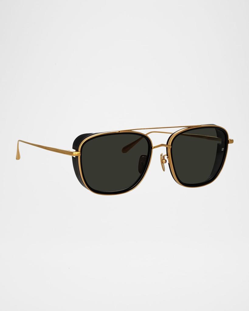 Linda Farrow Jarvis 18K Gold-Plated Titanium Aviator Sunglasses