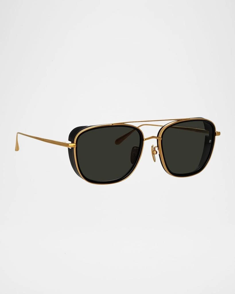 Linda Farrow Jarvis 18K Gold-Plated Titanium Aviator Sunglasses 1