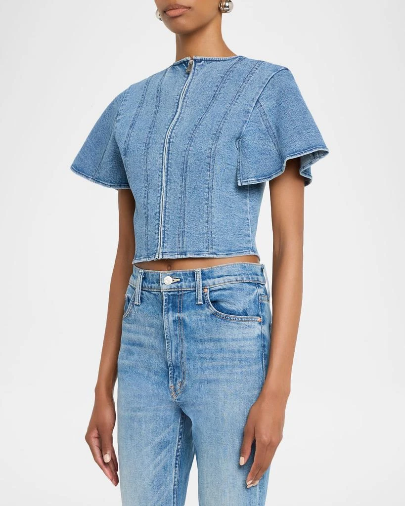 SIMKHAI Kolby Short-Sleeve Denim Top 4
