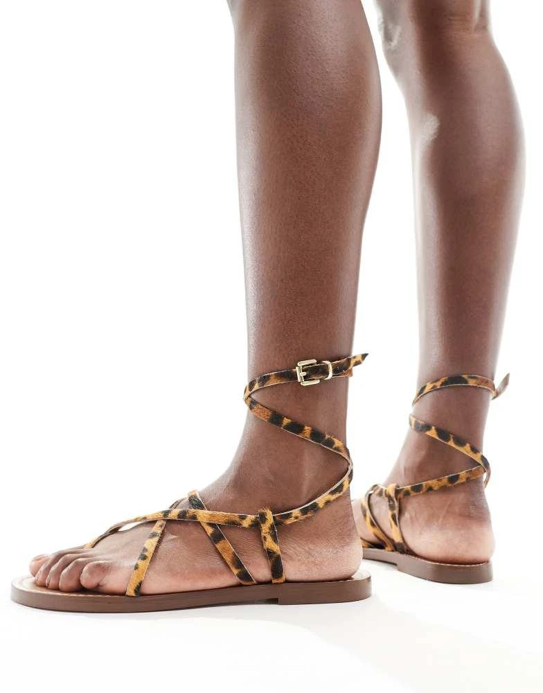 Stradivarius Stradivarius strappy sandal in leopard print 4