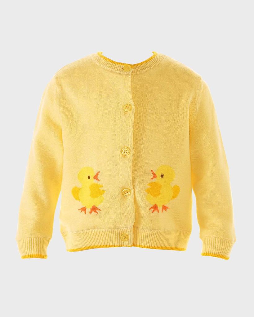 Rachel Riley Girl's Chick Intarsia Cardigan, Size Newborn-12M