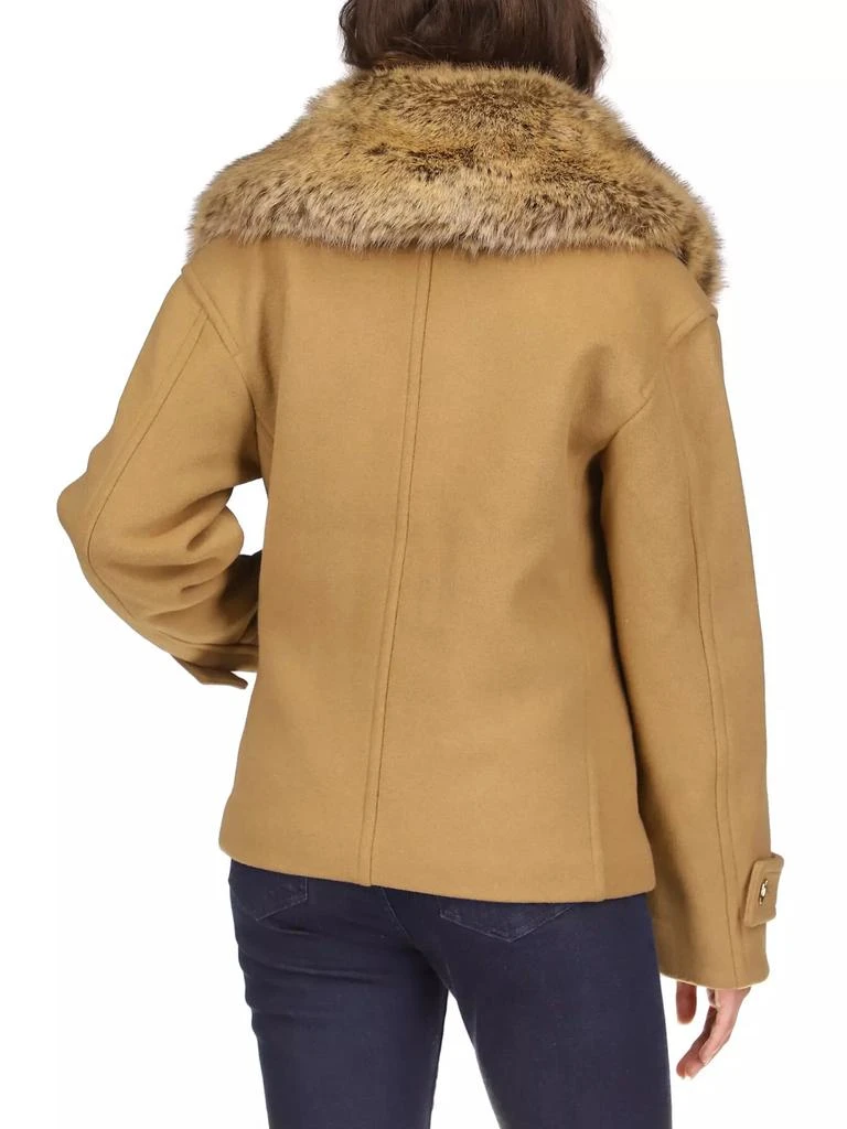 MICHAEL Michael Kors Faux Fur Collar Wool-Blend Short Peacoat 4