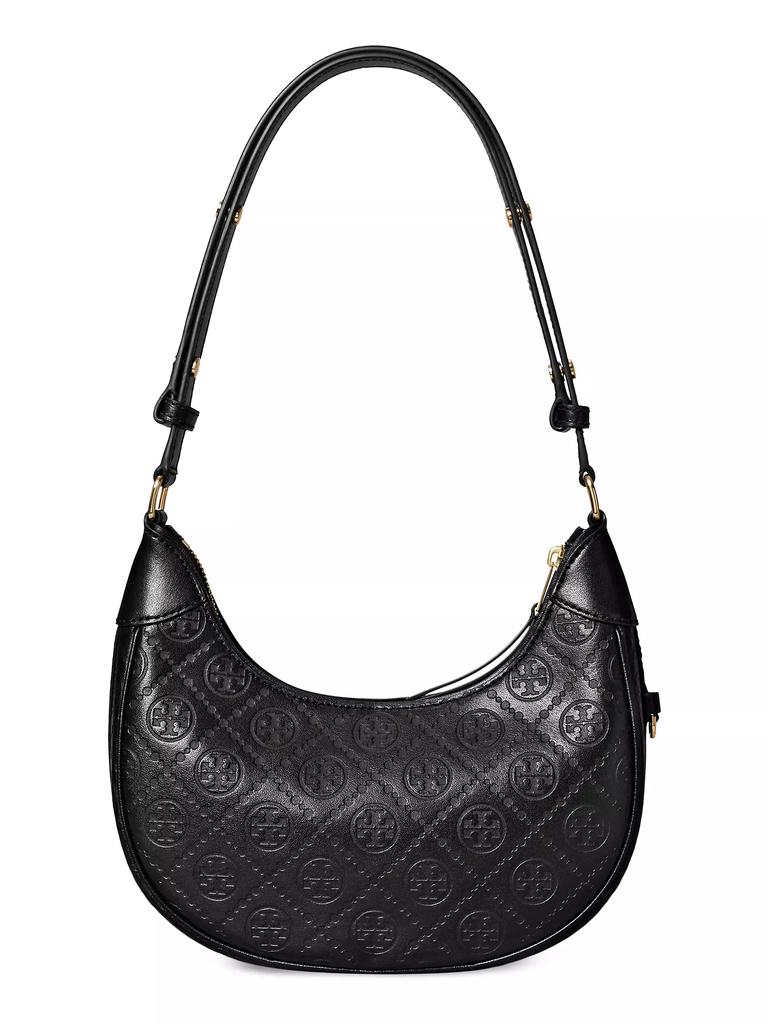 Tory Burch T Monogram Debossed Leather Crescent Bag