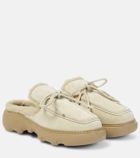 Burberry EKD shearling-lined suede mules 1
