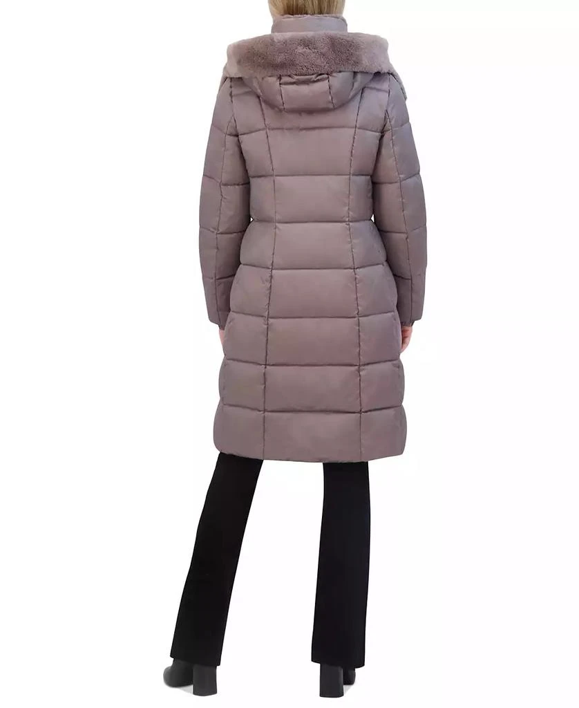 Tahari Women's Shine Faux-Fur-Trim Hooded Puffer Coat 2