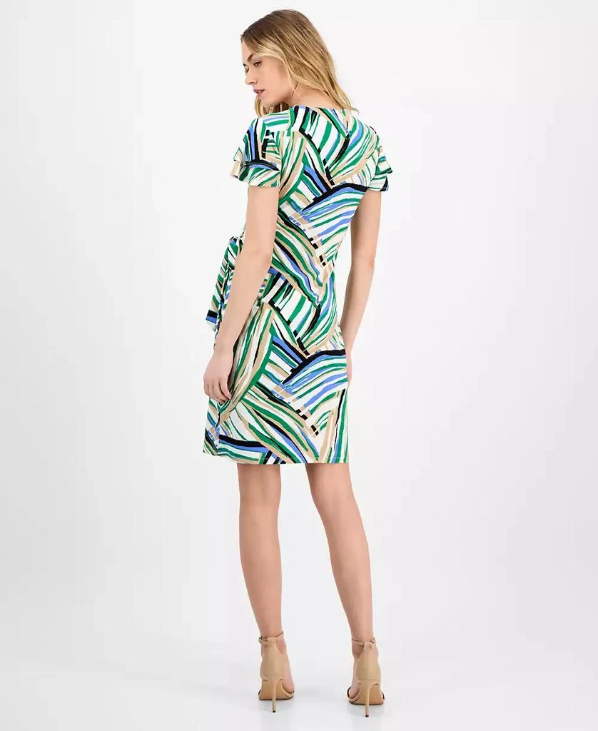 Anne Klein Women's Faux-Wrap Flutter-Sleeve Print Dress, XXS-P/ 2