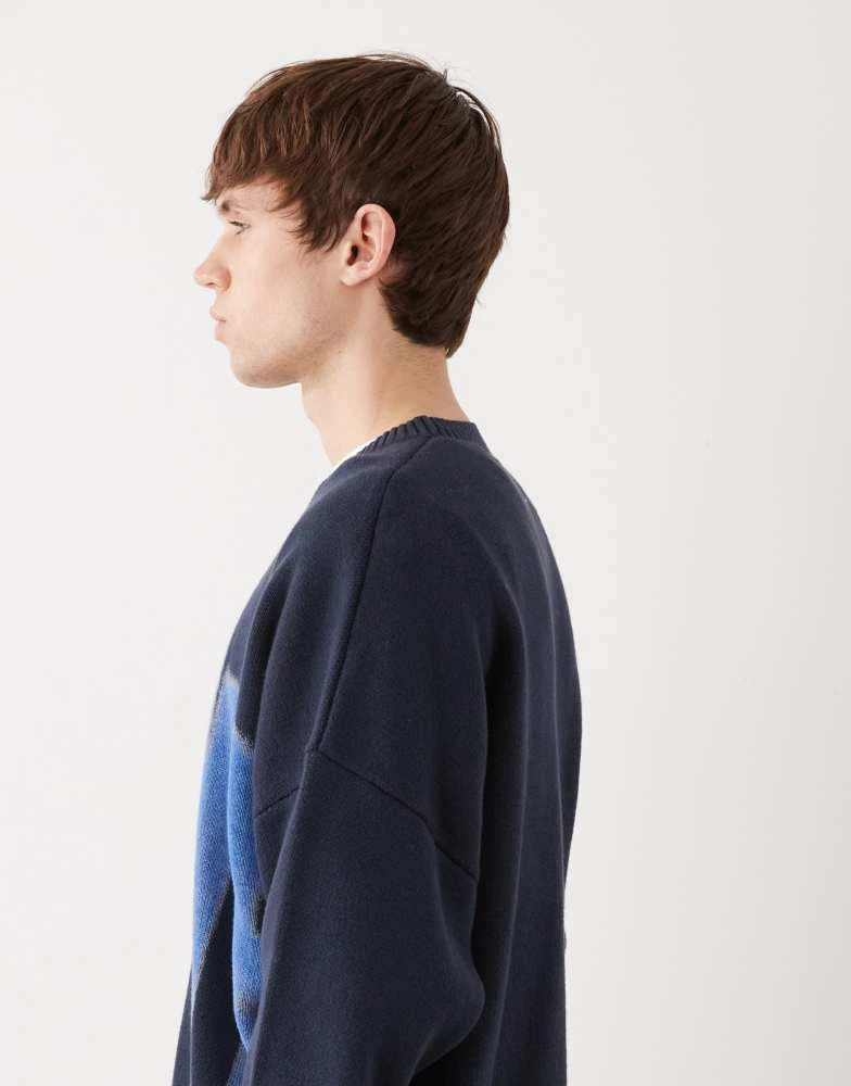 Weekday Weekday oversized graphic knit jumper in navy 5