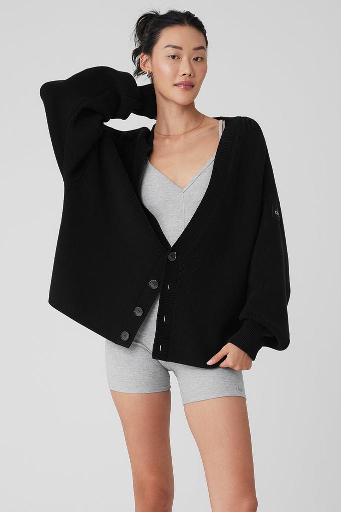 Alo Scholar Cardigan Sweater - Black
