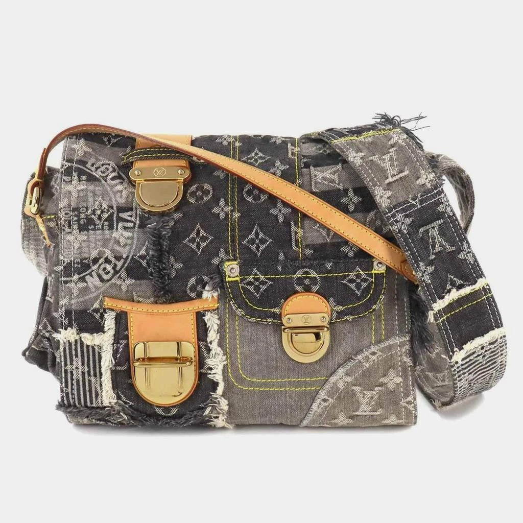 Louis Vuitton Louis Vuitton Black Monogram Denim Patchwork Handbag 1