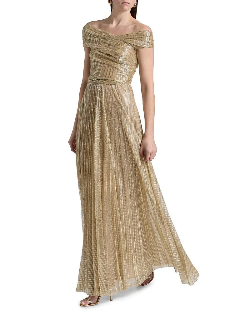 Talbot Runhof Metallic Pin Dot Off-The-Shoulder Gown 2