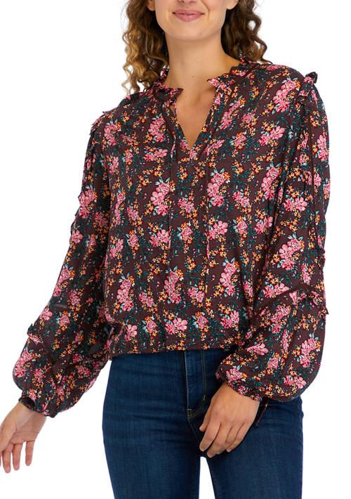 Buffalo David Bitton Womens Tie Neck Blouse