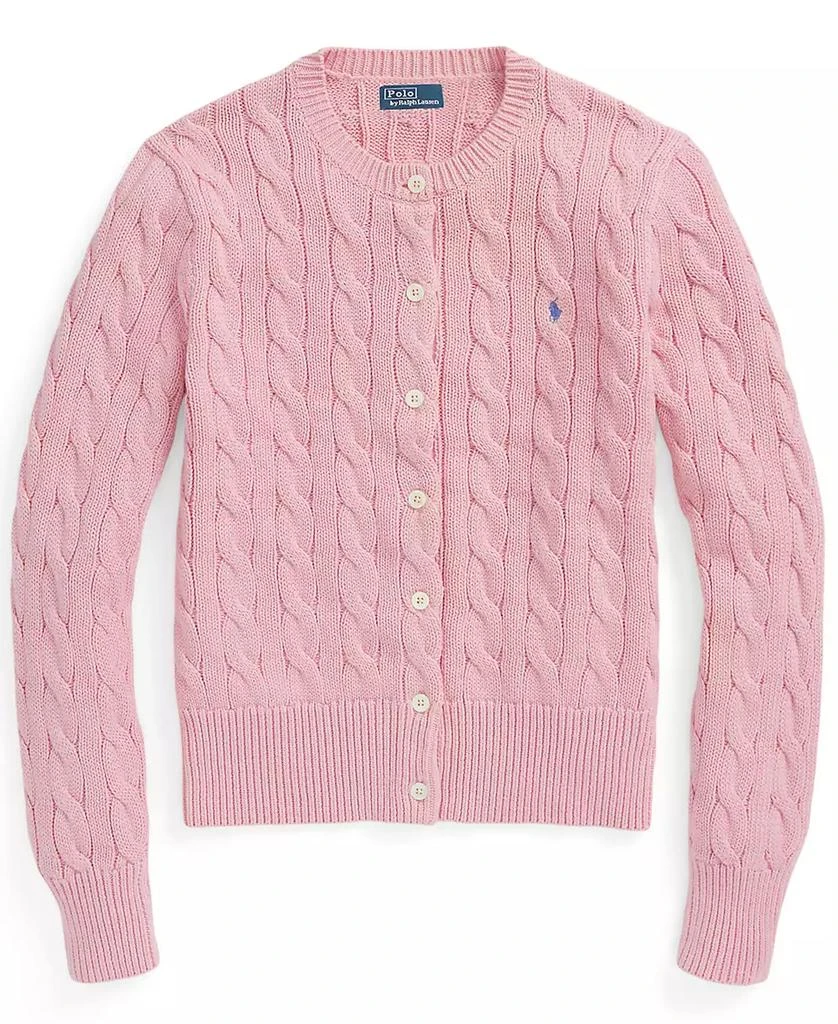Ralph Lauren Women's Cable-Knit Cotton Crewneck Cardigan Sweater 5