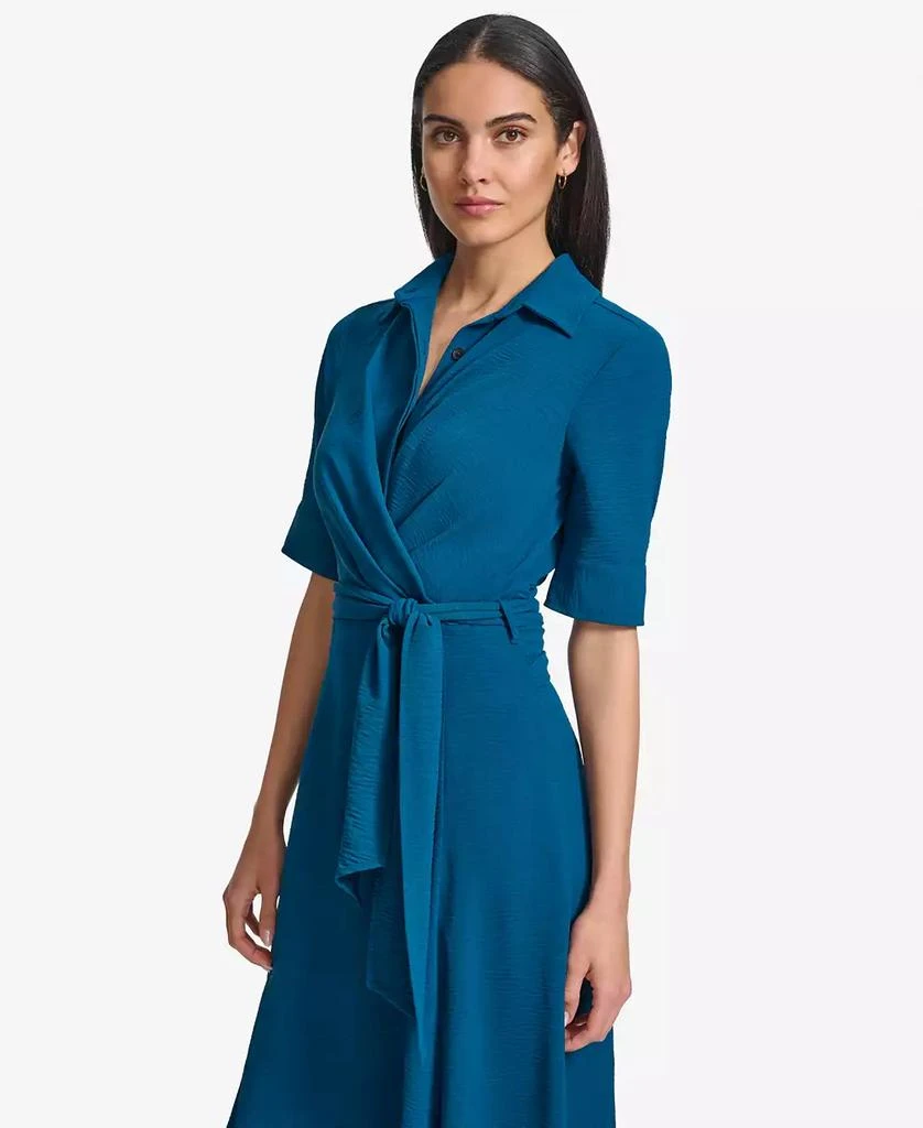 Calvin Klein Women's Tie-Waist Elbow-Sleeve Shirtdress 4