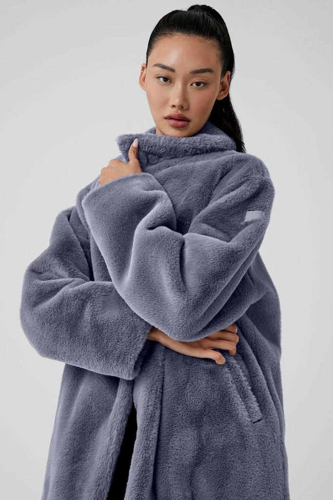 Alo Oversized Faux Fur Trench - Fog 4