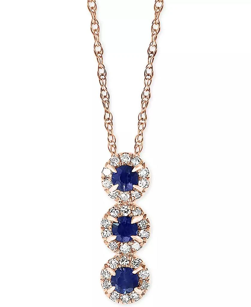 LALI Jewels Sapphire (1/6 ct. t.w.) & Diamond (1/10 ct. t.w.) 18" Pendant Necklace in 14k Rose Gold or 14k White Gold 1