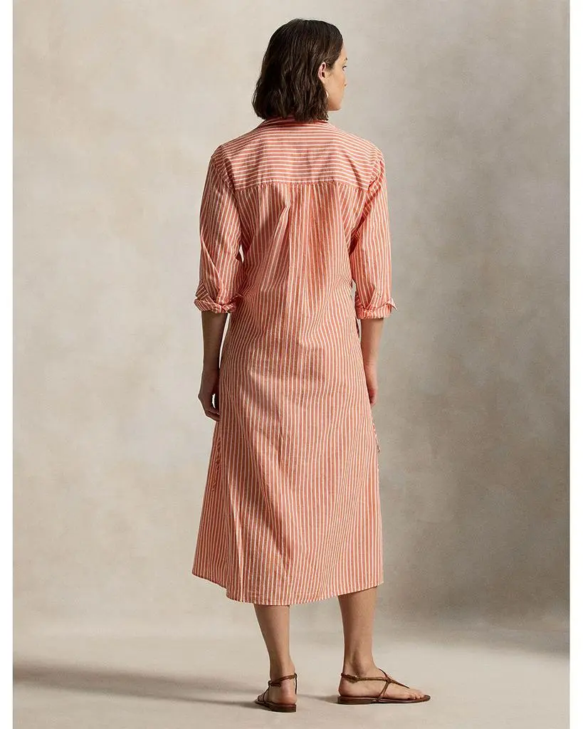 Ralph Lauren Striped Cotton Linen Drawcord Shirtdress 3