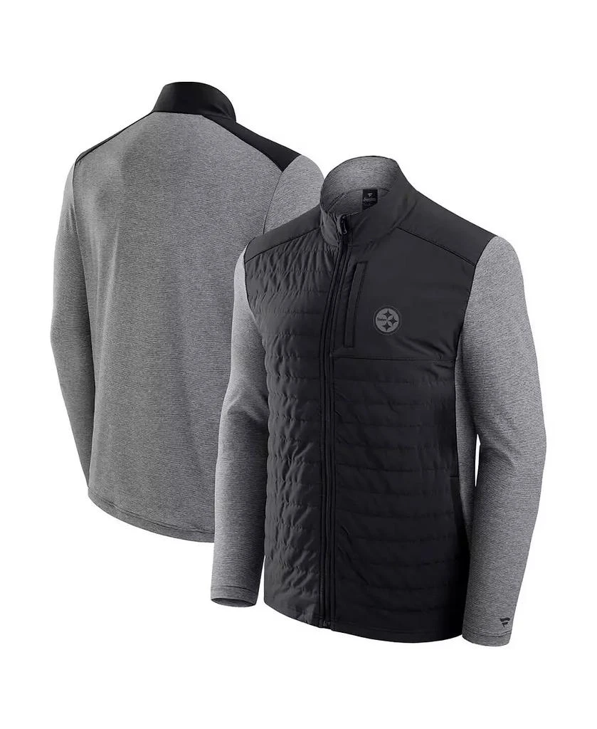 Fanatics Men's and Women's Black/Heather Gray Pittsburgh Steelers Front Office Tonal Full-Zip Jacket 1