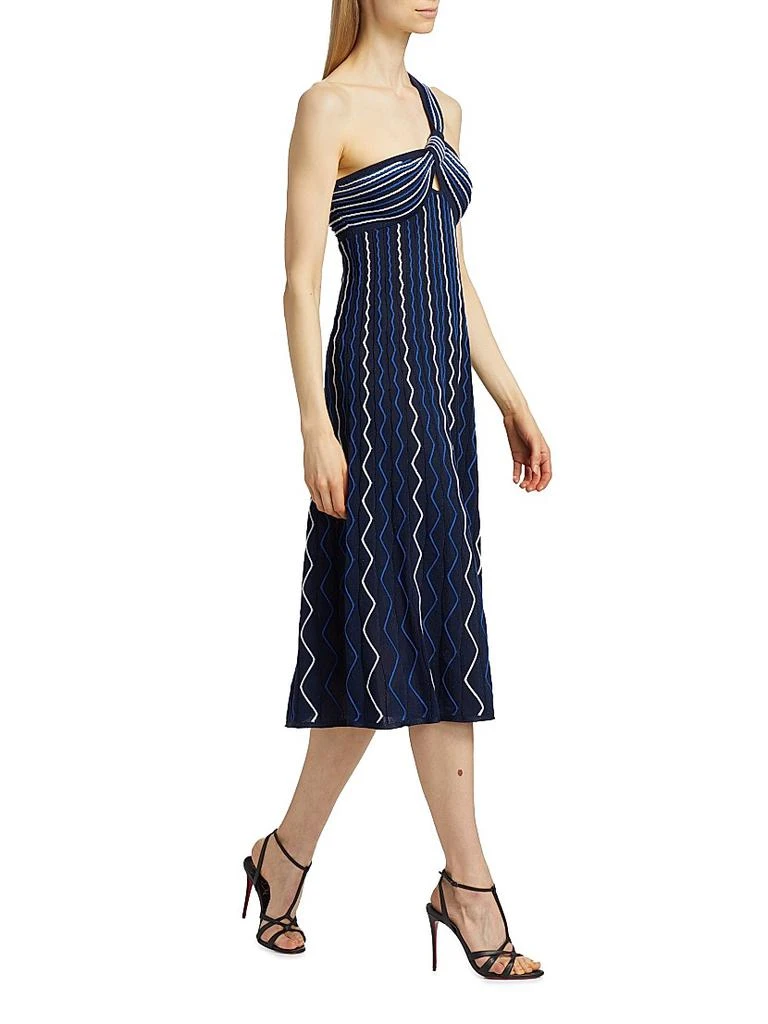 Milly Zig-Zag One-Shoulder Knit Midi-Dress 4
