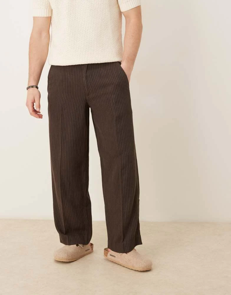 Abercrombie & Fitch Abercrombie & Fitch baggy pinstripe trouser in brown 2