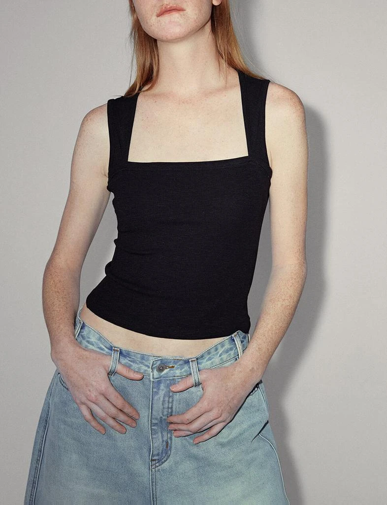 Pixie Market Black Square Neck Tank Top 4
