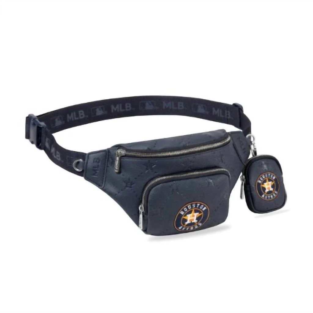 Montana West Women
s Houston Astros Logo Fanny Pack Sling Crossbody Bag In Navy