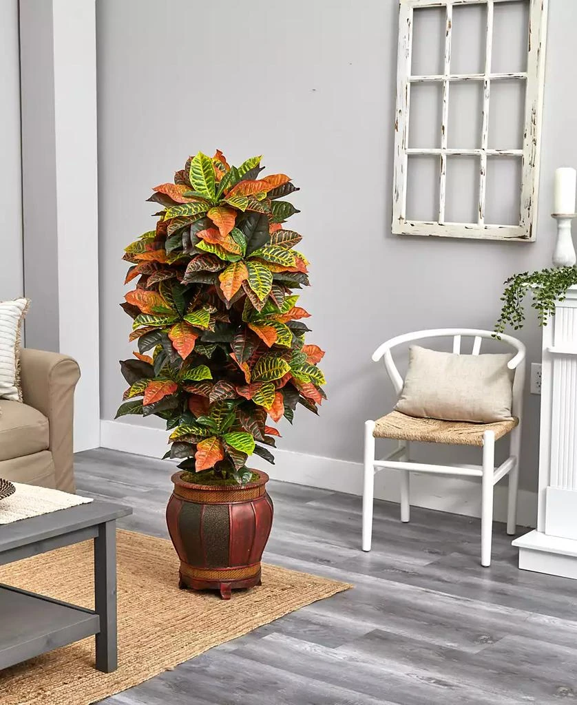 NEARLY NATURAL 5.5
 Croton Artificial Plant in Decorative Planter - Real Touch 3